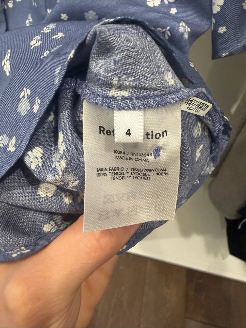 Reformation Periwinkle Blue Floral Button-Front Top